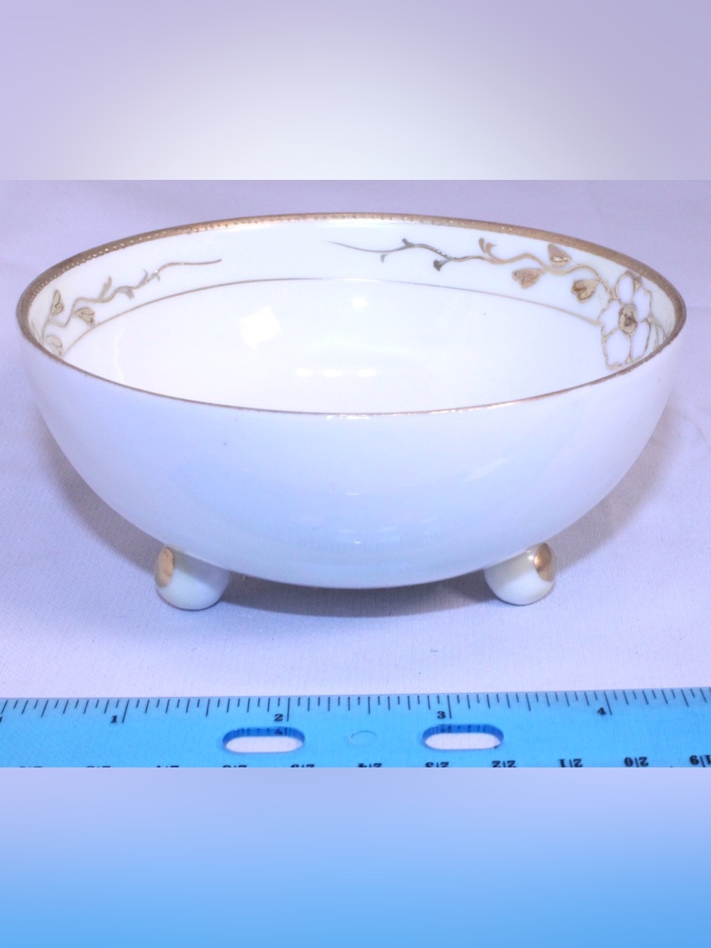 Antique Nippon porcelain Hand-painted tri-footed Bowl